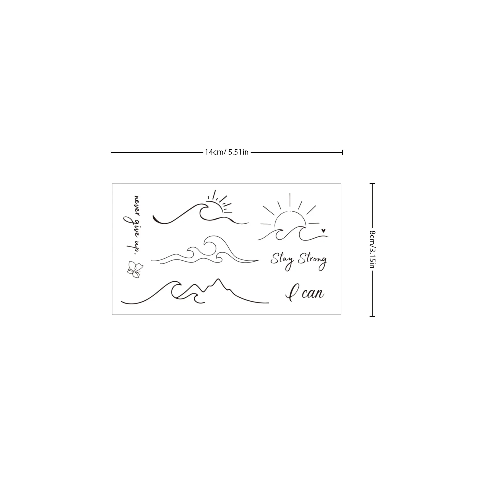 2pcs Simple Sketch Mountain Waves Temporary Tattoo Stickers Waterproof Black Line Peak Waves Design Men Women Arm Hand Tattoo tattoo sticker,temporary tattoos