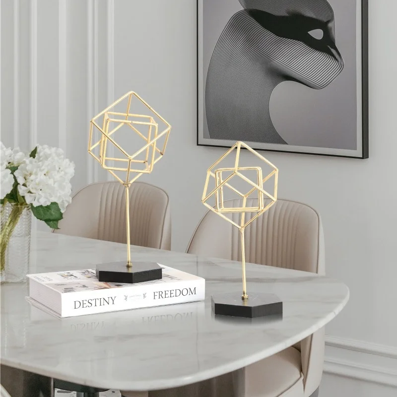 Three Dimensional Geometric Cube Decoration Metal Creativity Living Room Porch Tv Cabinet Wine Cabinet Indoor Light Luxury Wind