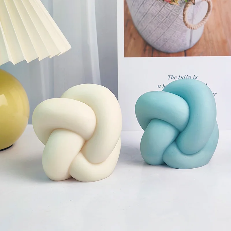 

3D Thick Rope Knot Winding Scented Silicone Candle Mold Geometric Striped Spherical Gypsum Resin Soap Baking Mould Home Decor