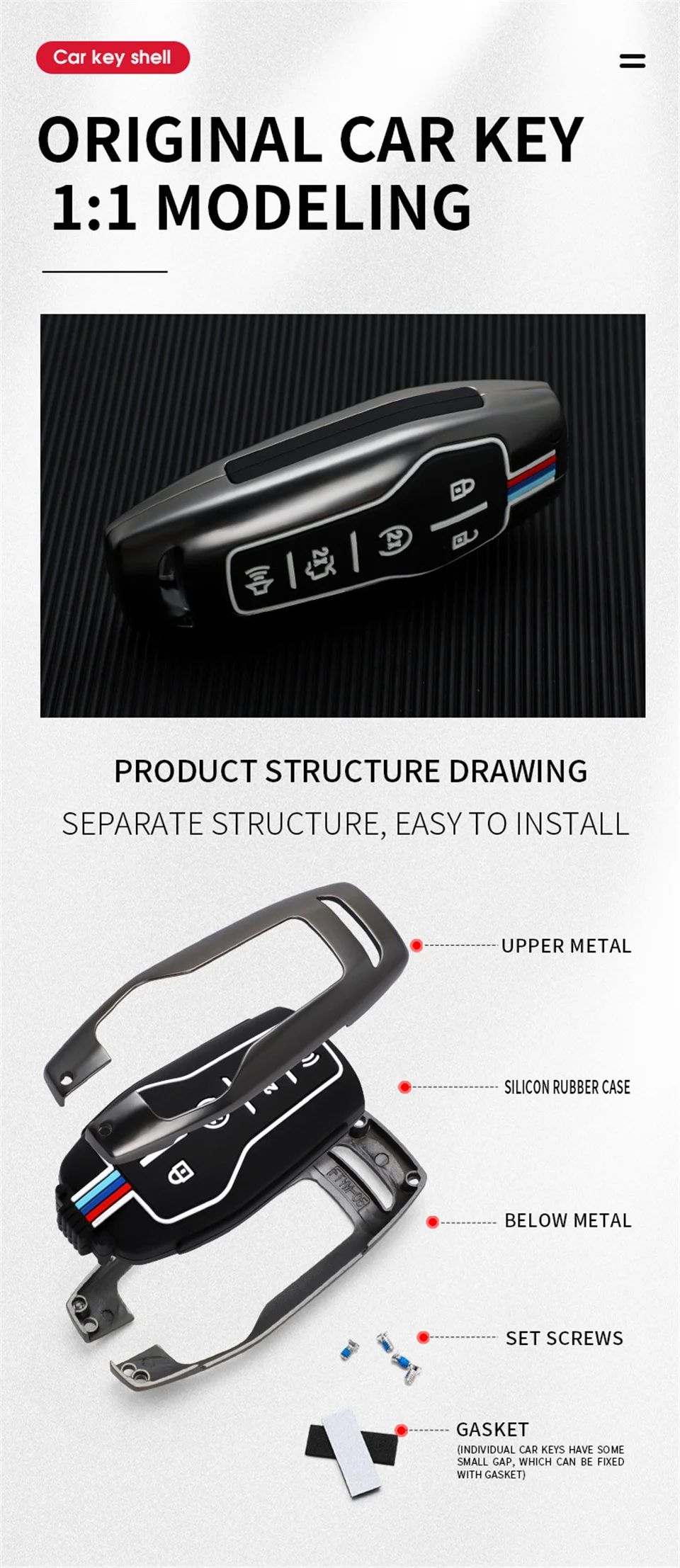 Custodia Cover chiave auto per Ford Fusion Mondeo Mustang F-150 Explorer Edge 2015 2016 2017 2018 Styling portachiavi protezione chiave - Sde176e599bac4721b481df159cda0a66g