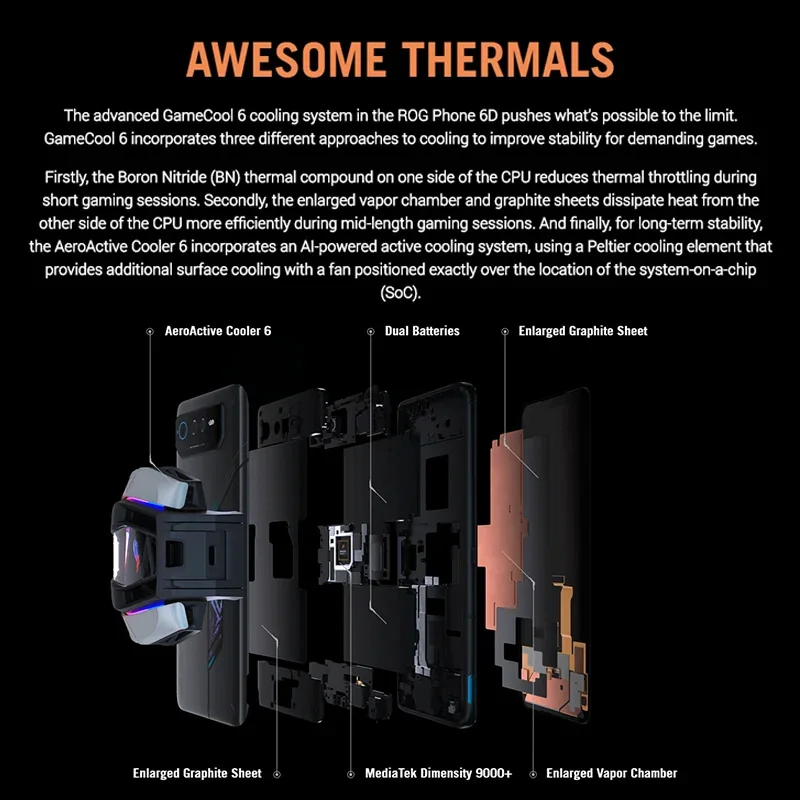 Original ASUS ROG 6D 5G MediaTek Dimensity 9000+165Hz E-Sports Screen 65W fast charging 50 MP Camera ROG 6D Mobile Phone NFC