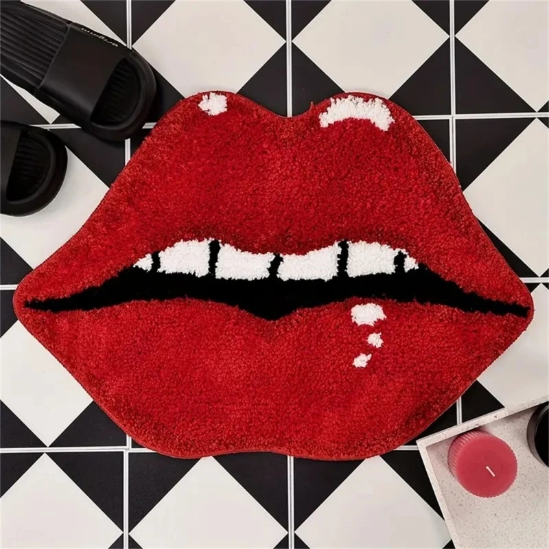 

Decorative Floor Mat Lip Heart Shaped Rug Nonslip Washable Doormat Home Entrance 11UA