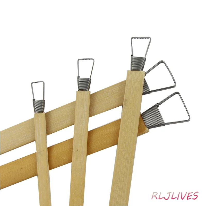 5Pcs Clay Sculpture Scraper Pottery Sculpting Tools Toothed Pottery Clay Scraper Bamboo Handle Sculpting Tools