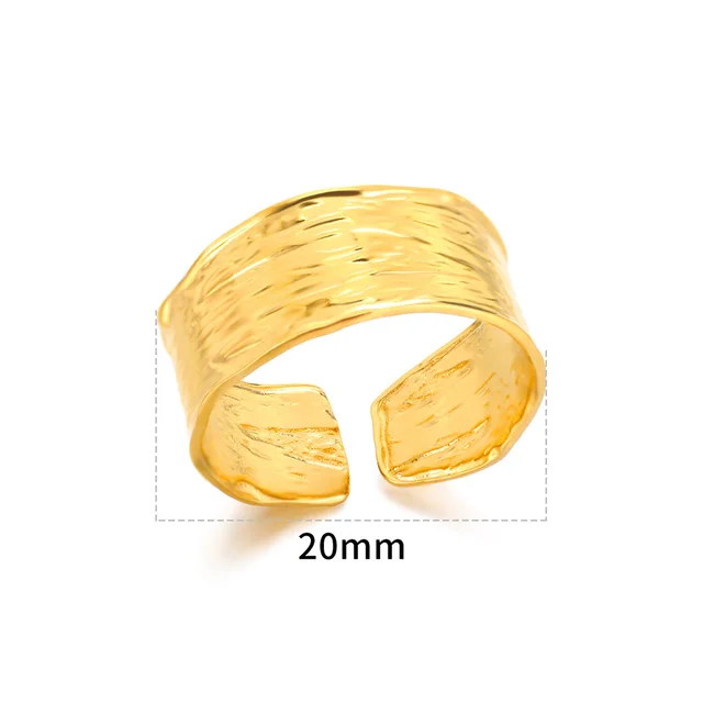 89688-bfc7bc.jpg Bagues géométriques en acier inoxydable pour femmes, Texture minimaliste, couleur or, ouverture de Couple, bijoux esthétiques de mariage et de noël