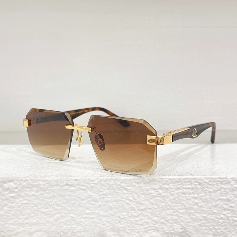 

Мужские темные очки в уличном стиле, солнцезащитные очки в форме черепахи с алмазной огранкой, модные роскошные квадратные очки без оправы, нишевые солнечные очки из сплава, 2024