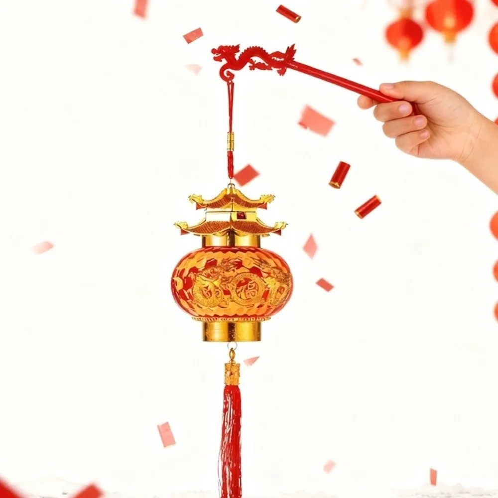 Hot Stamping Relief Spring Festival Lanterns Handmade Chinese Style New Year Pendants Blessing Glowing Projection Lanterns