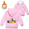 Cartoon Barbapapa Warm Winter Jacket For Boys Girls with Zipper Children Coat Thicken Hooded Sweater Kids Outerwear 1