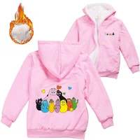 Cartoon Barbapapa Warm Winter Jacket For Boys Girls with Zipper Children Coat Thicken Hooded Sweater Kids Outerwear 1