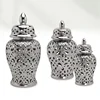 Chinese Hollow Ginger Pot Silver-plated Handicraft Ornament Dried Flower Flower Arrangement Accessories Decorative Storage Tank 2
