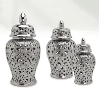 Chinese Hollow Ginger Pot Silver-plated Handicraft Ornament Dried Flower Flower Arrangement Accessories Decorative Storage Tank 2