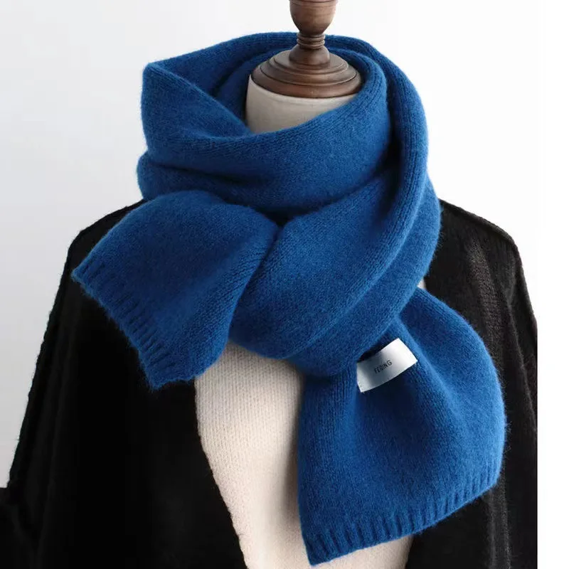 

Winter Wool Scarf Women Cashmere Scarfs Thicken Knitted Warm Knitting Scarf for Women Couple Scarfs Solid Color 2023 New T812