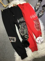 Oversized new tiger head pattern Rhinestone fashion Harlan pants women's corset sweatpants