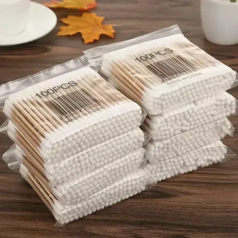 100/300/500/800pcs Double-ended Kapok swabs Nose and Ears Clean makeup kit Lipstick swabs 2