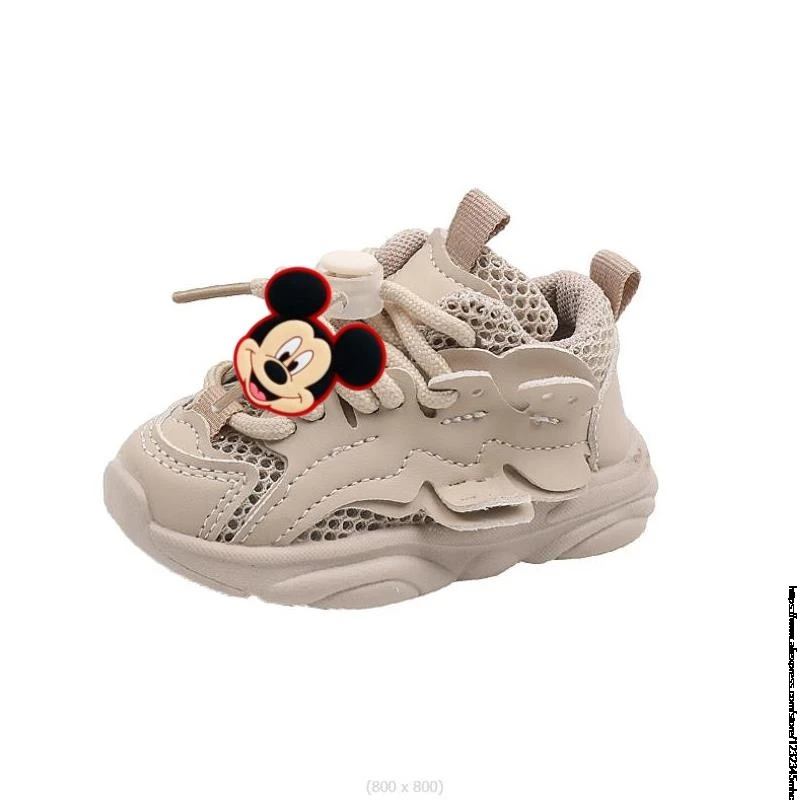 Mickey Minnie Lilo infantil e tênis rasos de borracha macia antiderrapante com fundo Stitch, sapatos de bebê casuais, meninas e meninos