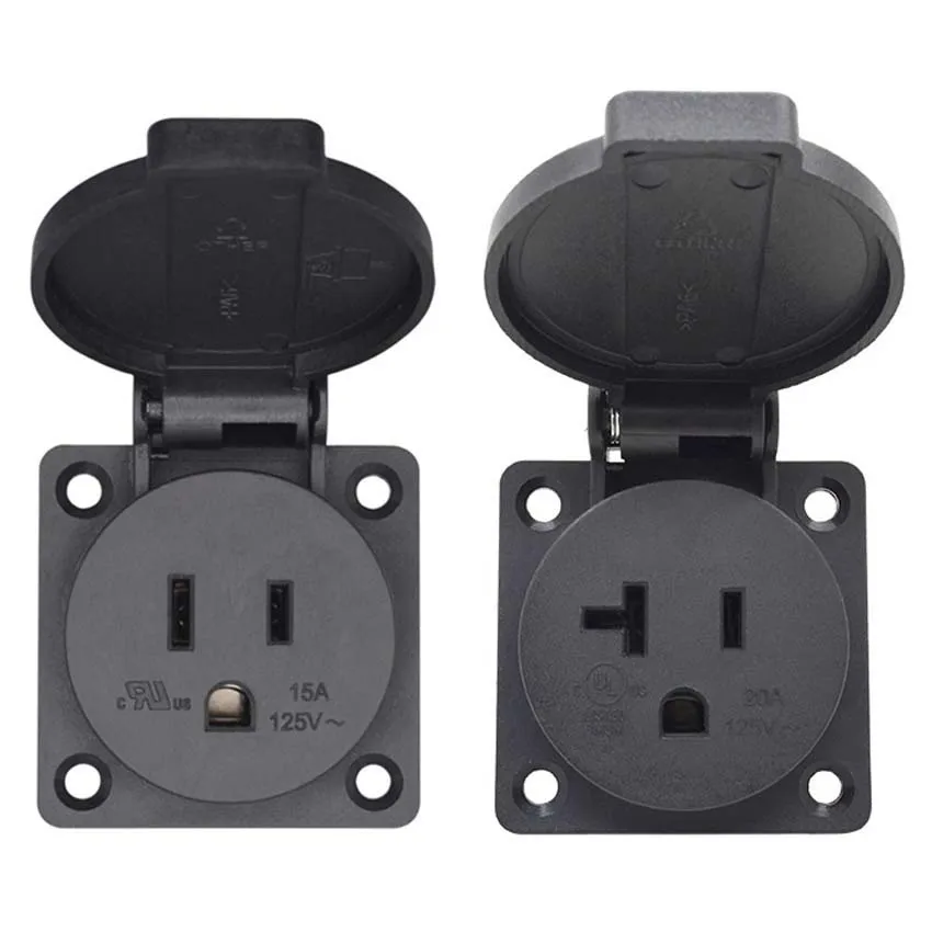 Schwarz 125V 15A 20A IP44 CE Amerika Japan Multifunktions Outdoor US Industrie Wasserdichte AC Steckdose Verkabelt Steckdose