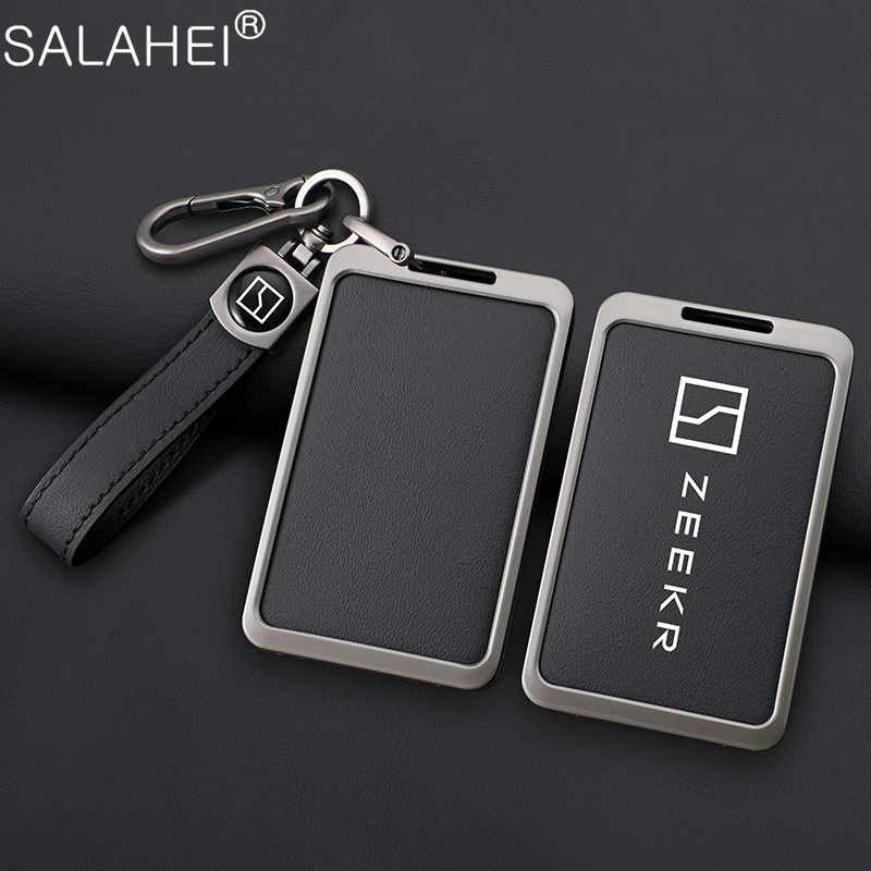 Zinc Alloy Leather Car Key Case Full Cover For ZEEKR 001 009 Smart Card Keyless Protection Fob Accessories Auto Keychains Keybag