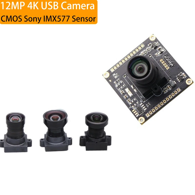 

12MP Usb Webcam Camera 4K CMOS IMX577 FOV 110 Degree Distortionless HD High Speed 30FPS Mini Camera Module For Industrial Vision