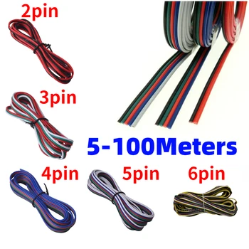5 m-100 m 22awg 2pin 3pin 4pin 5pin 6pin Extension สายไฟ 5050 3528 RGB RGBW RGBWW RGBCCT LED Strip ขยายสายเชื่อมต่อ 1
