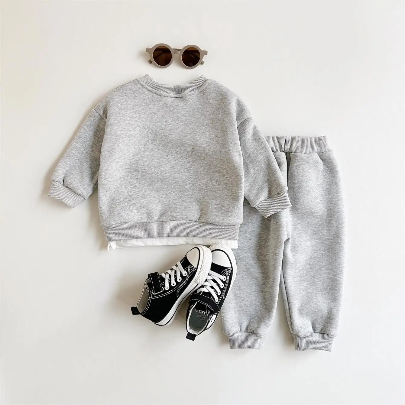 Winter Thickened Newborn Boy Girl 2PCS Plush Letter Printing Casual Suits Outfits Set Children's Clothing 5