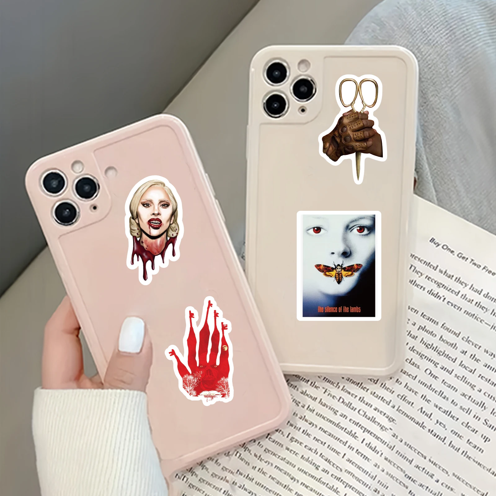 DIY 노트북, 물병, 여행 가방 및 사진 앨범을 위한 무서운 파티를 위한 다크 킬러 패턴 스티커 50개