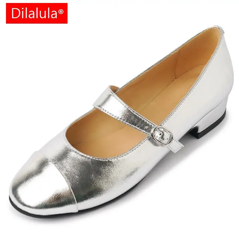 

Dilalula Spring Summer Women Pumps Office Ladies Casual Low Heels Concise Genuine Leather Mixed Colors Mary Janes Shoes Woman