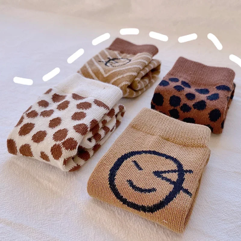 1 Pair Spring Autumn Winter 100% Cotton Children Leopard Socks Baby Girls Knee High Socks for Girls Winter Warm Socks