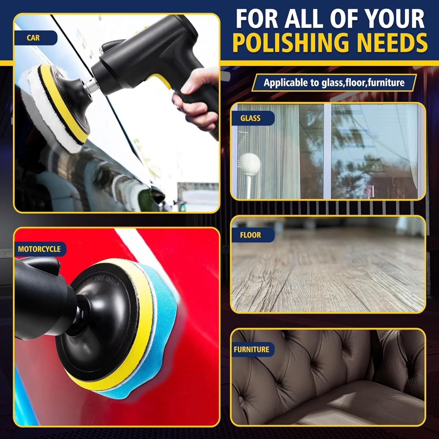 Car Polisher Waxer Electric Drill Tool Kit 3 Speeds 4000 mAh 1600RPM For Detailing Polishing Repair