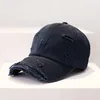 Sun Protection Extended Brim Adjustable Bucket Baseball Cap Distressed Ripped Hole Unisex Hat Men Women Vintage Baseball Cap 6