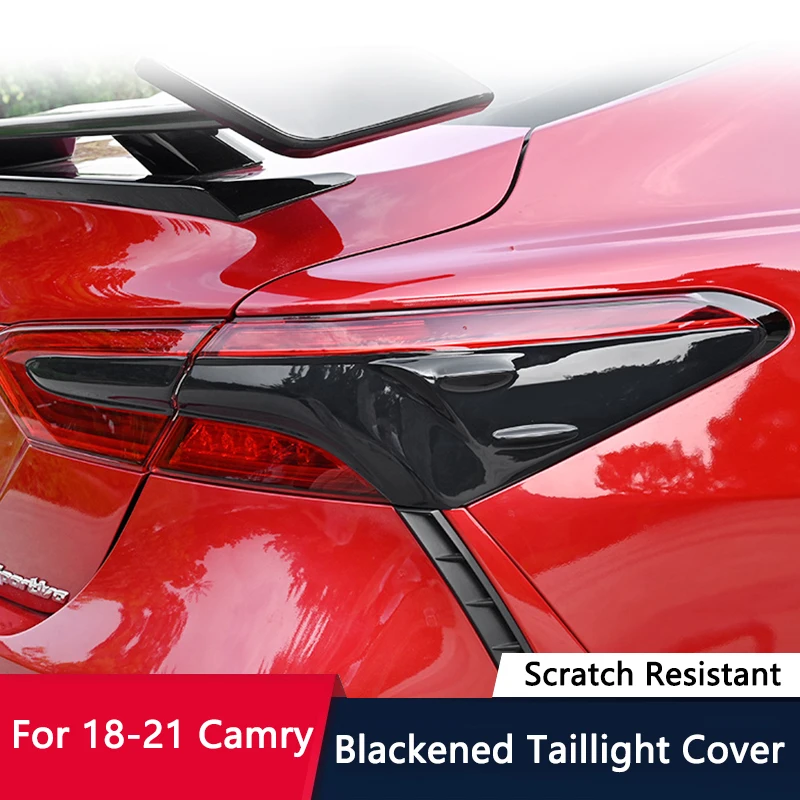

TAJIAN Car Smoked Black Tail Light Cover Trim Stickers Transparent Lampshade Protector Rear Lamp Shell For Toyota 18-22 Camry