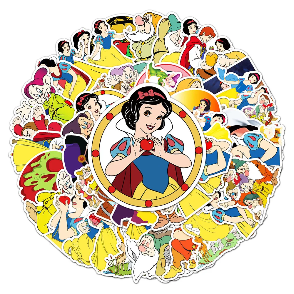 10/30/50PCS Disney Snow White and the Seven Dwarfs Cartoon Anime Stickers Decals Kids Toy Car Laptop Diary Luggage Phone Sticker foreign language book белоснежка и семь гномов snow white and the seven dwarfs