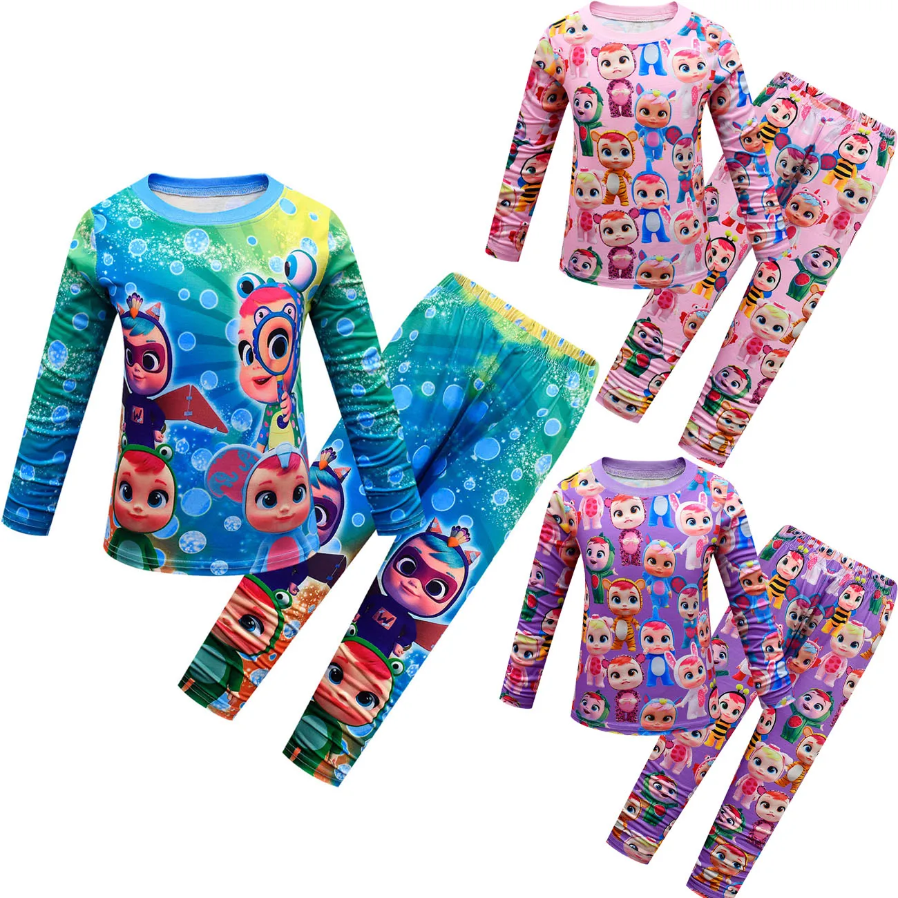 

Toddler Sleepwear Cry Babies Children Pajamas Suits Tops Pants Kid Christmas Brithday Home Clothes Girls Boys Nightwear Costumes