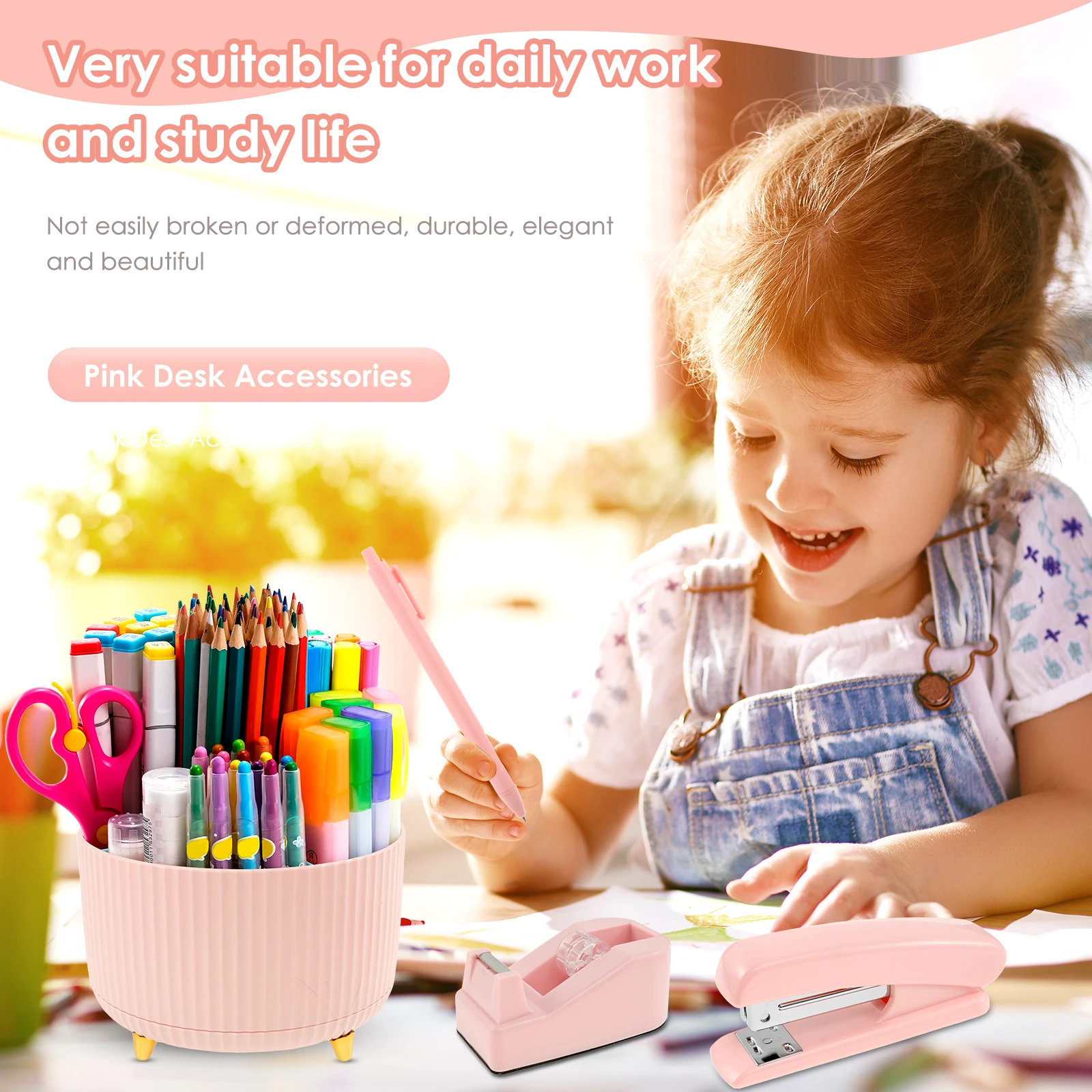 Office Supply Set Convenient Stapler and Tape Dispenser Set Cute Office Supplies Reliable Desk Accessories Practical