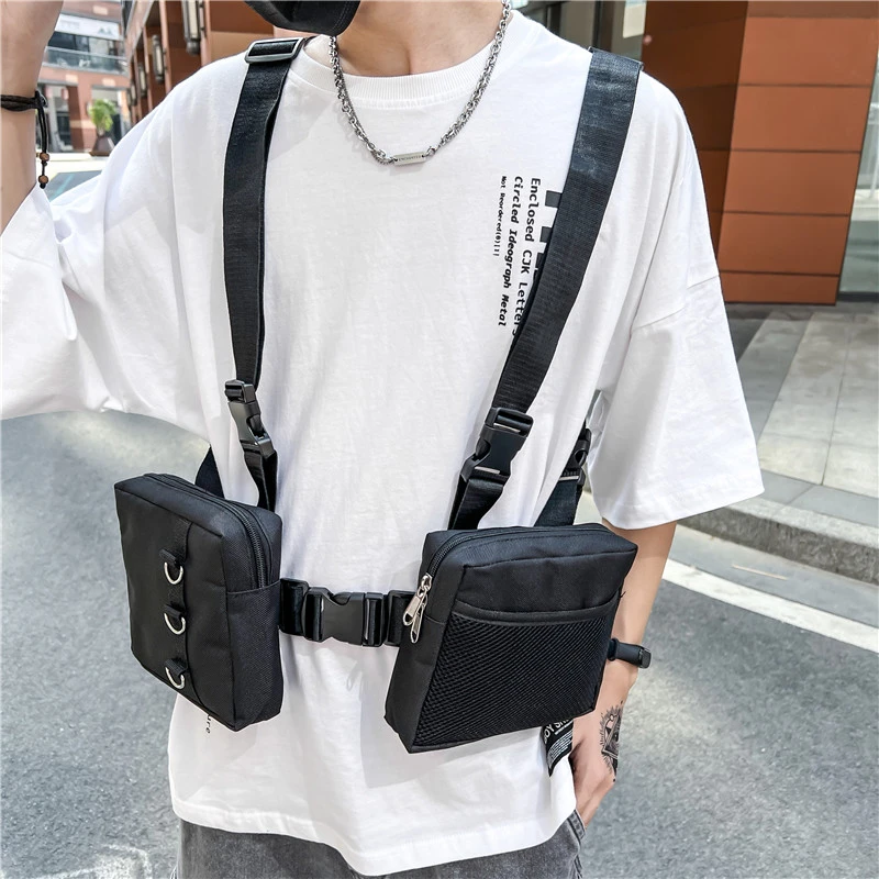 DTOWER Unisex Chest Bag Hip Hop Style Vest Crossbody Bag Fashion Chest Rig  Vest Waist Bag 