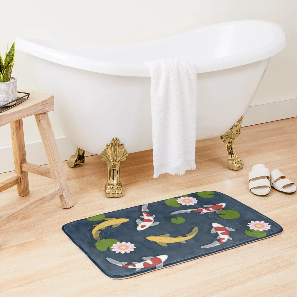 

Japanese Koi Fish Pond Bath Mat Bathroom Carpet Rug Foot Anti-Slip Bathtub Bathrooms Accessories Novelties Bathroom Shower Mat