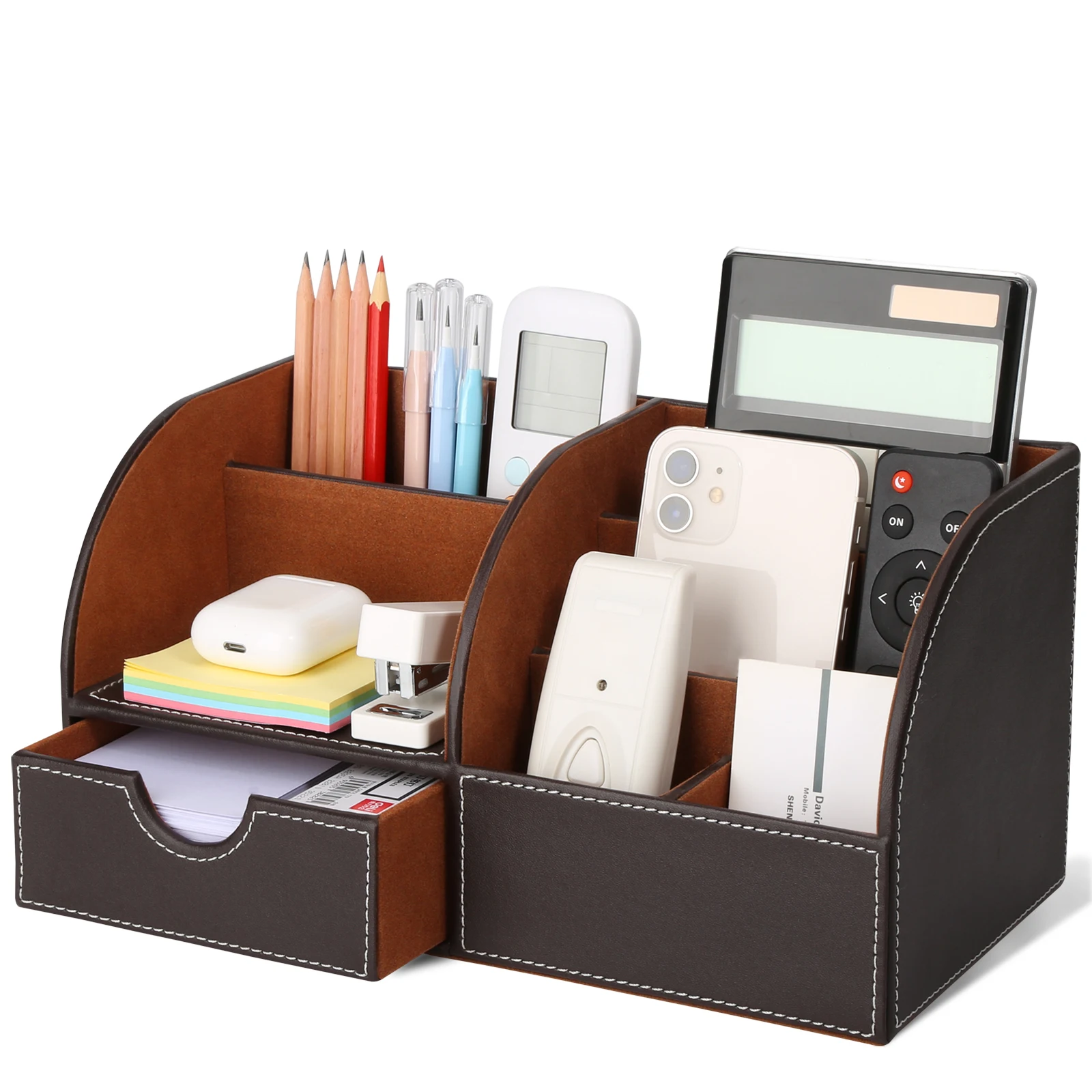 Kingfom Large Office Desk Organizer Set Pen Holder Rectangle Tissue Box File Rack Document Tray Memo Case Ashtray T52K