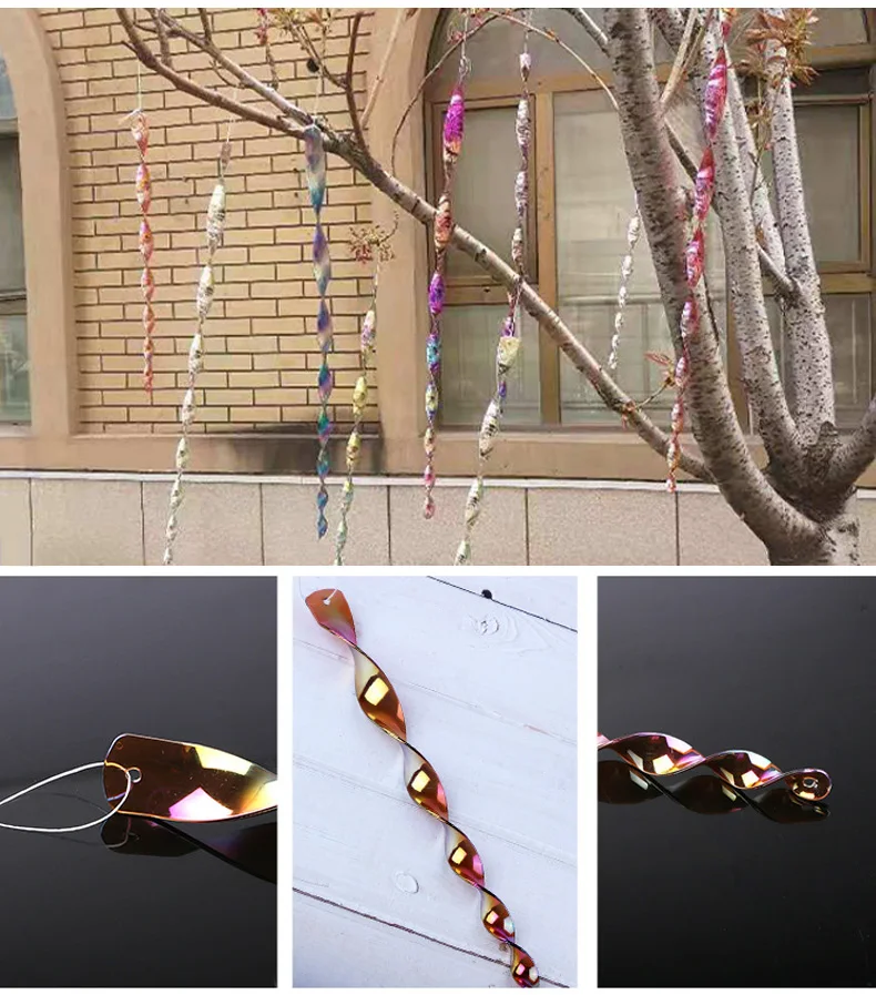 12pcs Bird Repeller Rotating Rod Reflective Deterrent 30cm Hanging Spiral Rod Anti-bird Protection Garden Decor Chimes