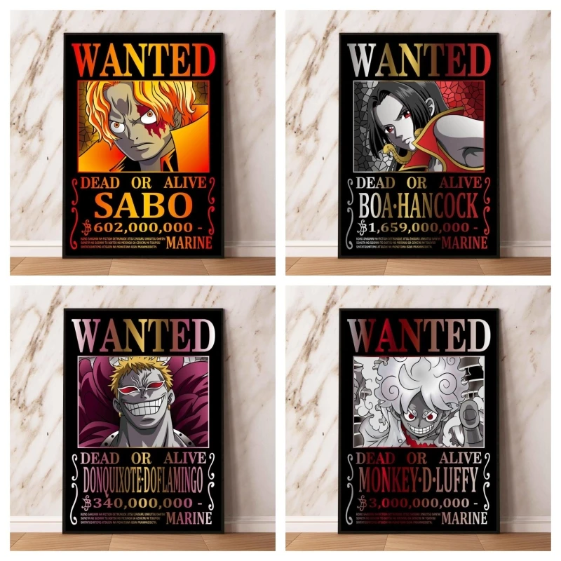 

Posters and Prints Bounty Luffy Sabo Boa hancock Doflamingo Canvas Paintings Japanese One Piece Anime Wall Home Decoration