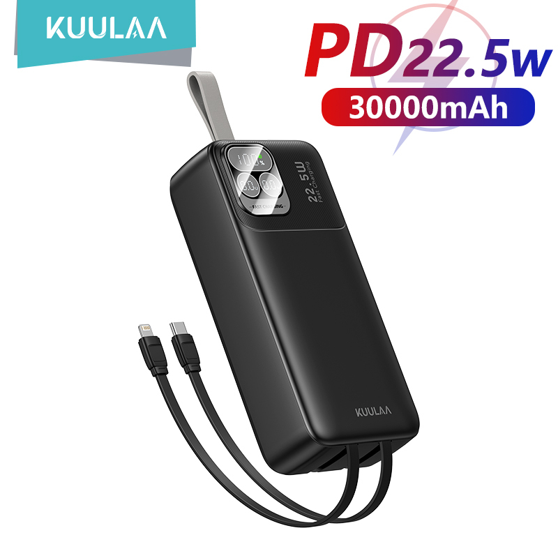 KUULAA 30000mAh 22.5W Power Bank Portable Charger Fast Charging Powerbank For iPhone 16 15 Pro Max Xiaomi 14 External Battery