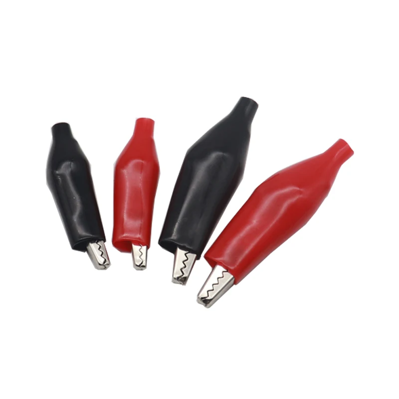 Metal Alligator Clip Crocodile Electrical Clamp Testing Probe Meter Black Red with Plastic 10PCS 28MM 35MM 45MM