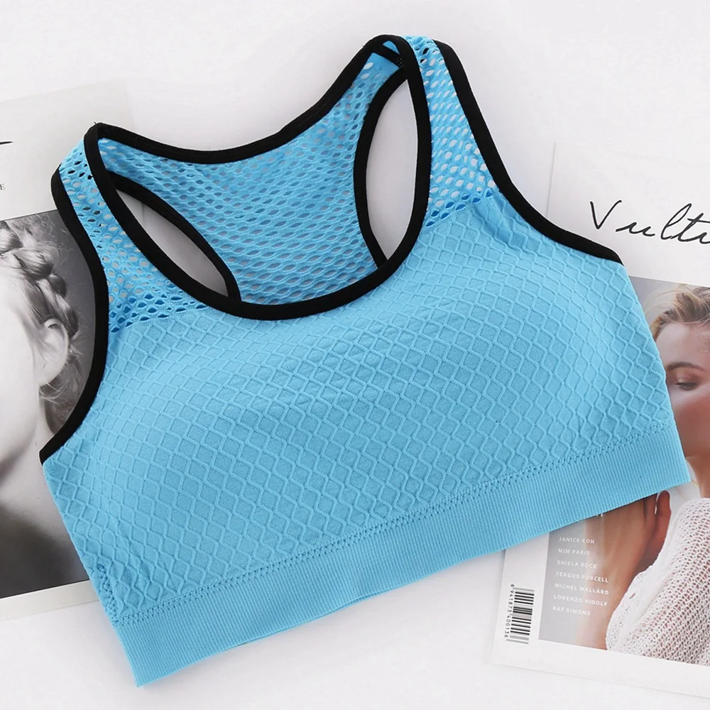 Sports Bra Mesh Sports Bra Hollow Out Sport Top Seamless Fitness Yoga Bras Women Gym Top Padded Running Vest Shockproof Push Up Crop