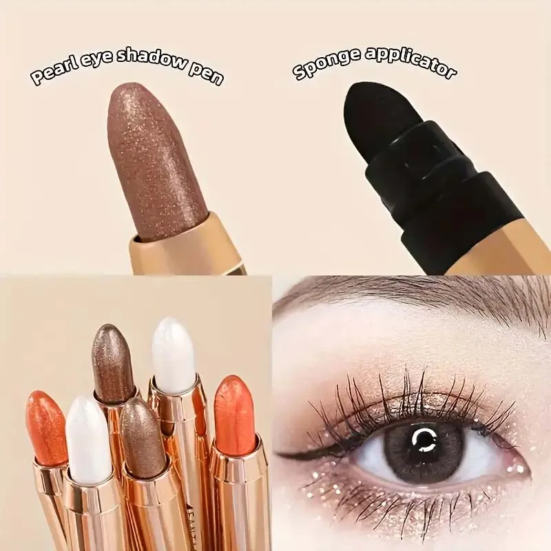 6pcs Highlighter Eyeshadow Pencil Shimmer Glitter Contouring Double-headed Eyeshadow Stick Lazy Eyeshadow Makeup