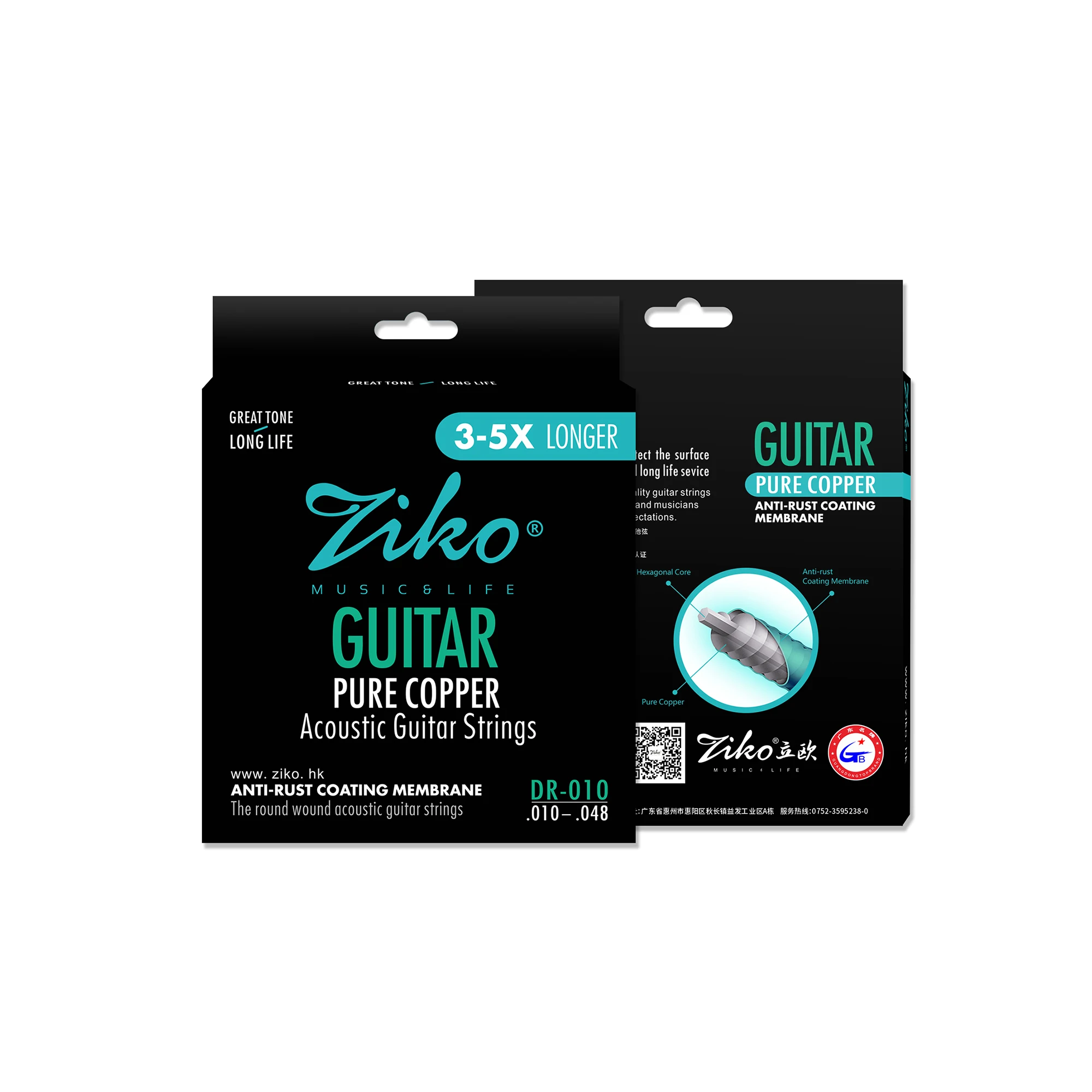 ZIKO DR-010 Acoustic Guitar Strings Hexagonal Steel Core Red Copper Alloy Wound Guitarra Strings Folk Guitar Parts & Accessories