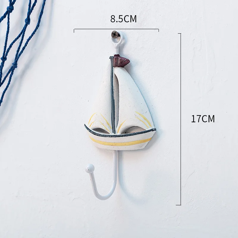 New Nautical Clothes Hats Hook Huaqi HYJ002 Mediterranean Style Coat Hook Wooden Towel Hanger for Wall Decoration 3