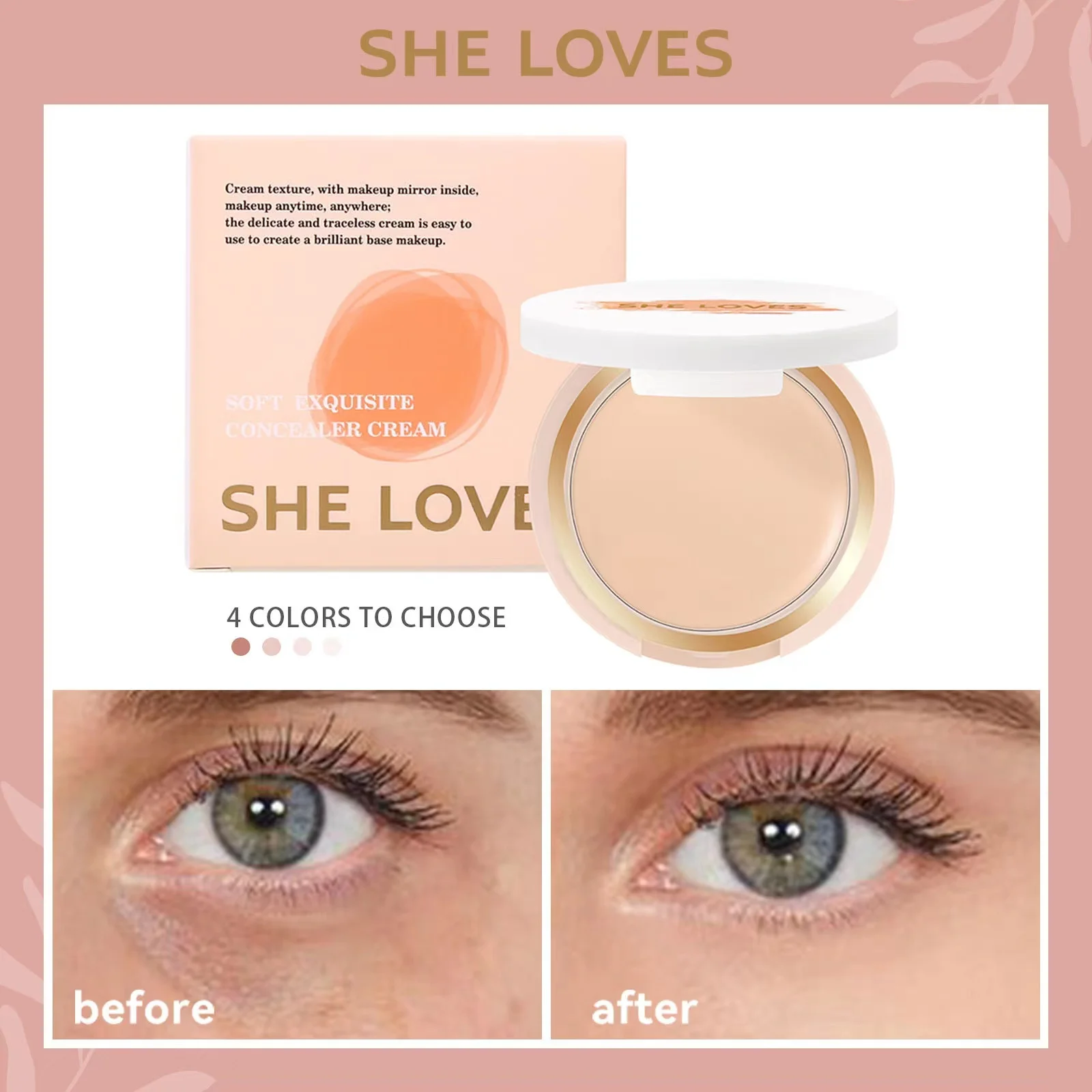 

4 Colors Concealer Palette Natural Moisturizing Long-lasting Makeup High Coverage Dark Circles Acne Marks Redness Face Makeup