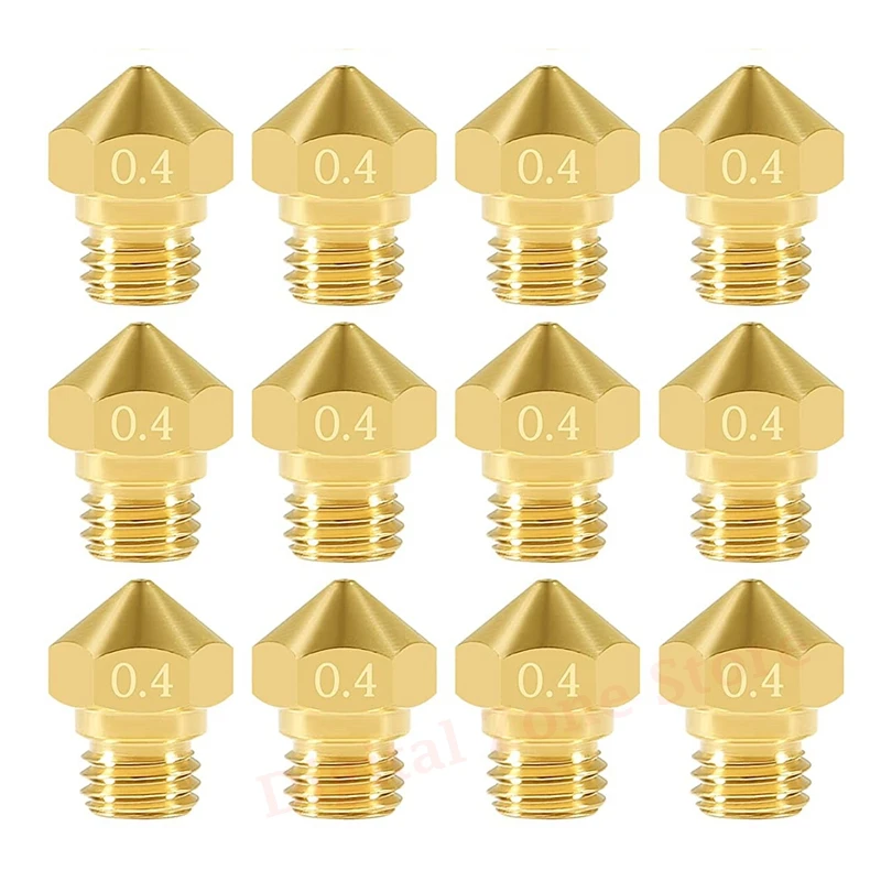 

12Pcs 3D Printer MK10 Brass Nozzles 0.4mm M7 Thread Extruder Head Hotend Nozzle for 1.75mm Filament