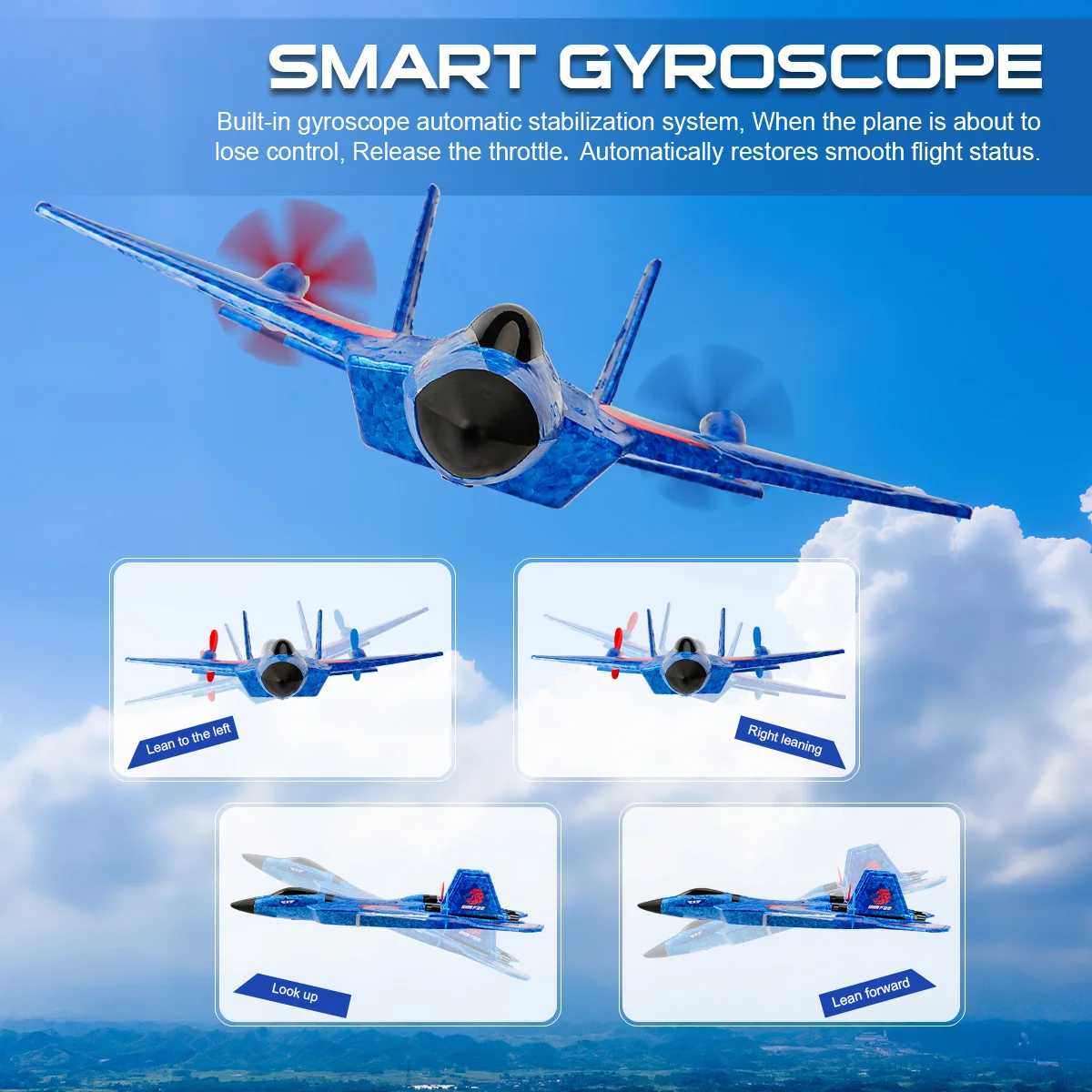 SU-27 RC Plane, built-in gyroscope automatic stabilization system automatically restores smooth flight status