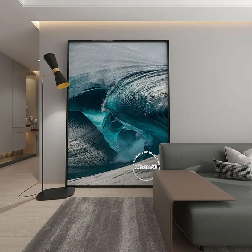 

Free Shipping Abstract Canvas Wall Art Panel Set Artwork Blue Acrylic Canvas Wall Decor Oil Painting For Modern Hotel Decoration