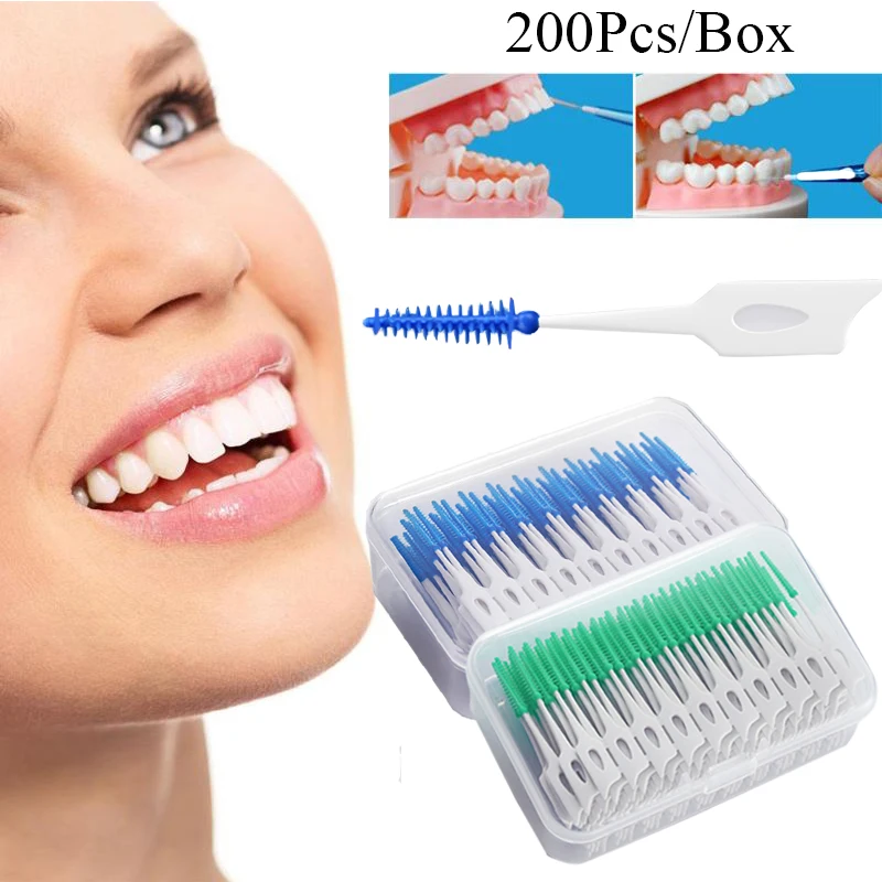 

Sdotter 20/200PCS/set Silicone Interdental Brushes Super Soft Dental Cleaning Brush Teeth Care Dental Floss Toothpicks Oral Hygi
