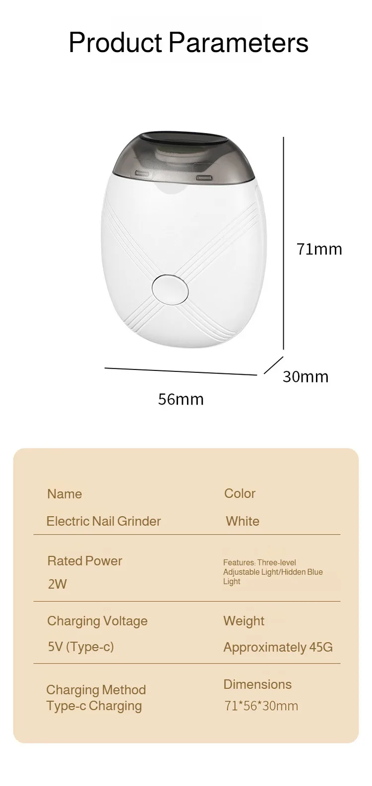 Electric Baby Nail Trimmer Rechargeable Safe Automatic Nail Grinder_voghion.com