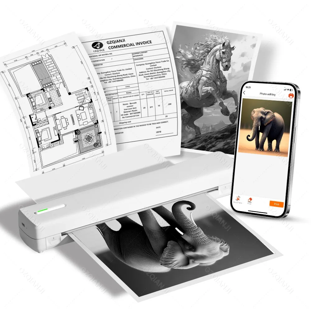 Bluetooth Wireless Tattoo Transfer Stencil Printer Portable A4  210/216mm Inkless Photo PDF Thermal Printer Compatible Phone&PC
